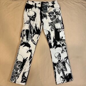 Rebel Vengeance Skeleton‎ Pants Mens 30x32 Graphic Cargo Goth Y2K Streetwear NEW